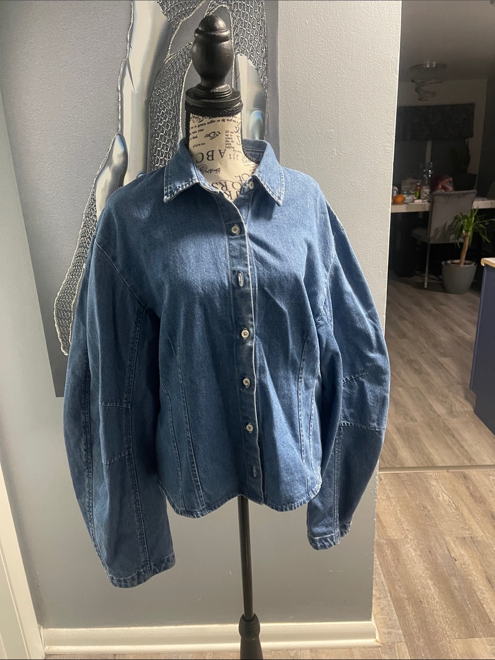 Classic Blue Denim Button-Up Shirt